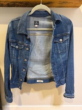 Ag Adriano Goldschmied Medium Blue Denim Jacket with Navy Label